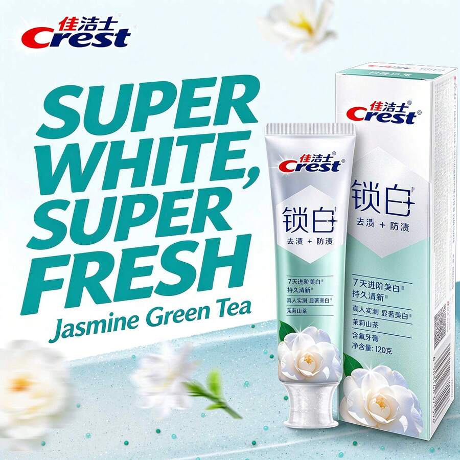 Kem đánh răng Crest 3D White Dual Essence làm trắng, hương nhài và hoa trà, 120g - Nhài & Trà hoa vàng 120g - Xem 1