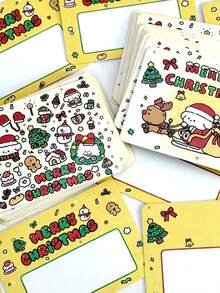 10 buah Kartu Ucapan Natal Kartun Hewan Lucu, Kartu Ucapan Pesan Kejutan Santa & Rusa yang Menyenangkan, Hadiah Pesta Natal untuk Teman dan Keluarga, Kartu Ucapan Tulisan Tangan Kosong Selamat Natal untuk DIY - A - View 6