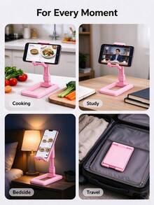 1pc Foldable Telescopic Multi-Function Desktop Phone Stand, Creative Height Adjustable Portable Holder; Suitable For Daily Use, Bedside, Online Classes, E-Commerce Photography And Desktop Storage; Stable Base, Travel Essential, Hands-Free, Comfortable Viewing - One Size - View 8