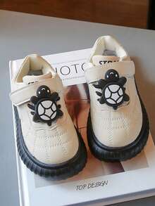 1 Pair Kids Cute Cartoon Hook-And-Loop Slip-On Shoes, Soft Sole Anti-Slip Casual Shoes, All Season - Beige - View 2