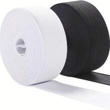 UIEWEFY 0.8 Inch 11 Yards Elastic Band, Durable And Soft, Suitable For Waistbands, Pants, DIY Crafts, Wig Making And Pajamas, 2 Rolls Knitted Tape, Black And White - White and Black - View 9