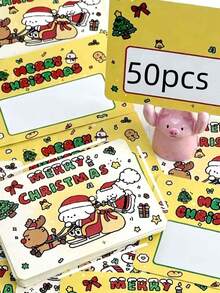10 buah Kartu Ucapan Natal Kartun Hewan Lucu, Kartu Ucapan Pesan Kejutan Santa & Rusa yang Menyenangkan, Hadiah Pesta Natal untuk Teman dan Keluarga, Kartu Ucapan Tulisan Tangan Kosong Selamat Natal untuk DIY - A - View 10