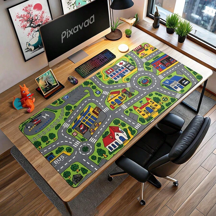 1pc Vintage Kids Map Desk Mat, 90s Nostalgic Game Carpet Mouse Pad, XL Gaming Mouse Pad, Suitable For Game Room, Desk, Birthday Gift, 3 Sizes Available - View 1