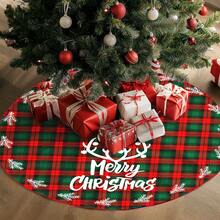 Alas Pohon Natal Motif Kotak-kotak Merah & Hijau, Karpet Dekorasi Pemandangan Liburan, Penutup Dasar Pohon Natal - SDSQ-35 - View 3