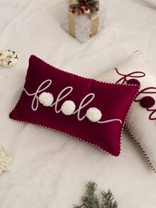 1件裝聖誕紅色Falala字母刺繡枕套，適合室內裝飾、聖誕裝飾，四季通用，不含枕芯 - 紅色 - 查看 7