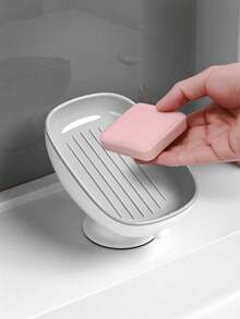 1pc Kitchen Suction Cup Soap Holder: Neat Soap Storage And Quick Drainage Design, Home Soap Box Bathroom Shelf, Bathroom Use Tray, No Water Accumulation Soap Rack Kitchen Christmas Kitchen Decor, Gift For Boyfriend, Home Essentials Christmas Gift - Multicolor - View 6