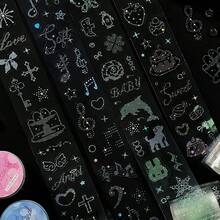 Pita Washi PET Transparan dengan Pola Rhinestone Berstempel Foil, Berbagai Gaya Pita Dekoratif Berkilau, Cocok untuk Dekorasi Kartu Foto, Kerajinan DIY, dan Hiasan Scrapbook - A - View 8