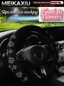 MEIKAXIU New Car Steering Wheel Cover Without Elastic Band And Inner Ring, Comfortable High Elasticity Fabric 3D Foam Flower Design, Anti-Slip Adsorption Car Decoration For Women - Foam Flower Style - View 17