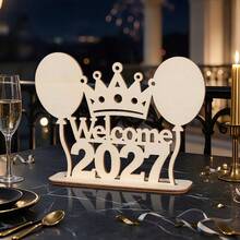 2027 HAPPY NEW YEAR Party Decoration Wooden Tabletop Ornament Holiday Celebration Plaque - New Year - View 5