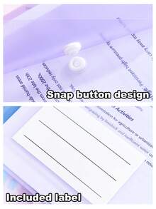 12/6Pcs 11-Hole Clear Multi-Color Snap Button A4 File Bag Transparent Plastic Document Pouch For School Office Back To School Stationery Organizer For Students Teachers Office Portable Waterproof Paper Storage Holder For Exams Meetings Daily Use Pro - Sets - View 5
