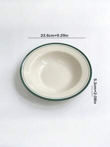 1 buah Piring Vintage Line, Piring Oval Berbingkai Hijau Dua Garis Kapasitas Besar, Peralatan Makan Kue Teh Sore, Piring Keramik untuk Makanan Penutup dan Buah - MultiWarna - View 10