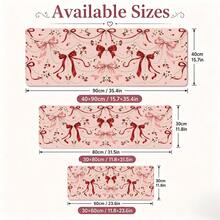 1pc Pink Bow And Pearl Mouse Pad, Romantic Floral Ribbon Pattern Extended Desk Mat For Home Office And Gaming - View 5