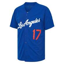 Men's #17 Shohei Blue LosAngeles Baseball Jersey,Letter Embroidery Baseball ,Fan Gift For Game Day - Blue - View 4