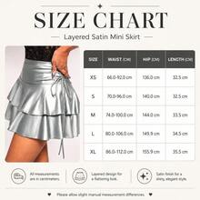 Women's Metallic Ruffle Tiered Mini Skirt High Waisted Drawstring Party Y2K Festival - Silver - View 7