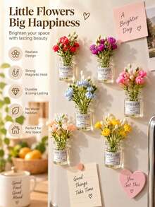 5pcs Mini Vase Magnets - 2026 New Cute Mini Fridge Magnets 3D Vase Fun Fridge Accessories Kitchen Decor (Multi-Color) Holiday Gift - Default - View 7