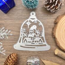 1pc Creative Christmas Village Scene Bell Metal Cutting Die, For Card Making, Christmas Scene Bell Hanging Decoration, Winter Decoration Cutting Die Metal Template, Merry Christmas Scrapbook - Christmas - View 12