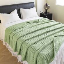 1pc Plaid Jacquard Thin Blanket, No Pillowcase, Soft And Skin-Friendly, Multiple Sizes, Multi-Purpose Blanket For Sofa, Bed, Suitable For Office, Living Room Sofa, Bedroom Bed, Suitable For Spring And Autumn Use - Green - View 5