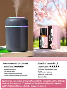 300ml Ultrasonic Aromatherapy Humidifier, 7-Color Ambient Light, USB Desktop Cool Mist Humidifier, 2 Mist Modes, Portable Air Purifier, Auto Shut-Off Function, Suitable For Bedroom, Living Room, Office, Car And Other Relatively Larger Spaces. (Includes 6 Essential Oils) - Mist - View 21