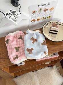 Cute Bear Cow Print Pet Clothes - Soft Fluffy Fleece Dog Sweater , Warm Comfortable Cat Vest For Small Medium Dogs & Cats, Stylish Pet Apparel For Daily Wear, Cold Weather, Photoshoots, - Multicolor - View 10