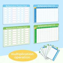 10pcs Erasable Multiplication & Division Table Whiteboards + 2pcs Erasable Markers + 1pc Eraser, Double-Sided Math Teaching Aids For Students Classroom - Multicolor - View 5