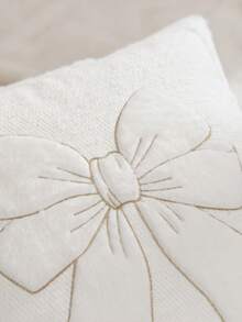1pc Christmas Bow Embroidery Pillow Case, Suitable For Indoor Decoration, Christmas Decoration, All-Season Pillow Case, Without Insert - Gold - View 5