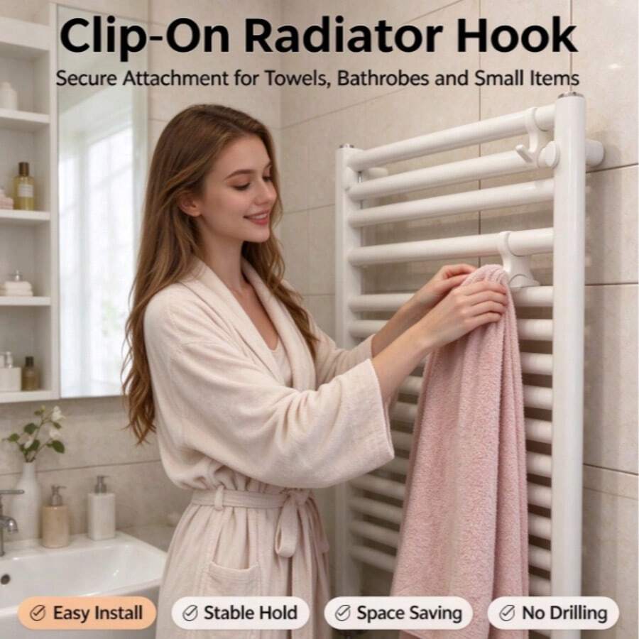 Radiator Hook, Heated Ladder Fixed Buckle Hook, Simple Clip-On Mounting Accessory, Compatible With Most Radiators, Sturdy Household Radiator Hanging Hook, Practical Hanging Fitting For Indoor Home Daily Heating Use - Multicolor - View 1