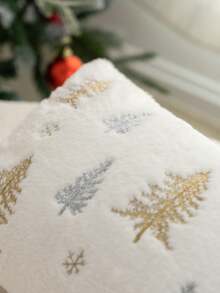 1pc Christmas Tree Embroidered Pillow Case, Christmas Snowflake Pillowcase, Suitable For Indoor Decoration, Christmas Decoration, All-Season Pillowcase, Without Insert - Multicolor - View 7
