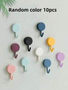 10pcs Self-Adhesive Wall Hooks: No Drilling Required, Suitable For Coats, Bags, Towels And Other Home Storage Accessories - Multicolor - View 12