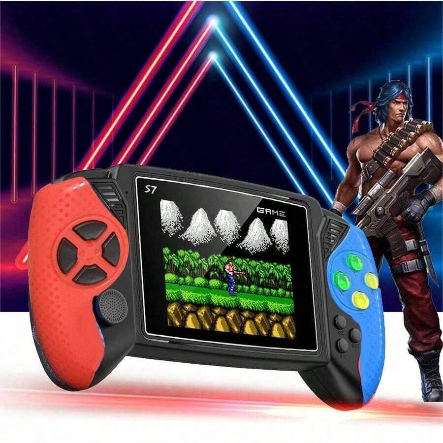 Consola de juegos portátil retro de mano con joystick de 3.5 pulgadas, host con 600 juegos incorporados, control de juego recargable, se conecta a la TV, incluye cable de carga y cable de conexión a la TV (Color rojo clásico azul/azul/blanco) 1020mAh - Multicolor - Ver 1