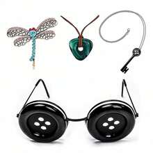 4pcs Set Button Glasses, Keychain And Anime Character Costume Accessories, Perfect For Halloween And Christmas Accessories - Multicolor - View 6