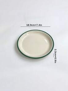 1 buah Piring Vintage Line, Piring Oval Berbingkai Hijau Dua Garis Kapasitas Besar, Peralatan Makan Kue Teh Sore, Piring Keramik untuk Makanan Penutup dan Buah - MultiWarna - View 11