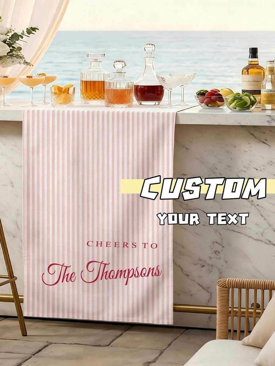 1pc Personalized Wedding Welcome Table Banner - Customizable Name/Text, Suitable For Wedding, Mother's Day - No Stripe Decoration, With Logo/Nameplate, Suitable For Wedding Banquet, Adult Ceremony, Event - Printed