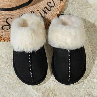Women's Home Thermal Lined Comfortable Non-Slip Durable Closed-Toe Fashion Slippers