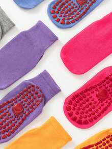 6 Pairs Children's Indoor Floor Socks, Solid Color Cotton Casual Non-Slip Grip Short Socks, Student Socks - Multicolor - View 6