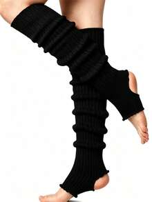 Women's Knit Stirrup Leg Warmers, Solid Color Slouchy Footless Socks, Fall Winter Ribbed Crochet Leg Covers, Yoga Dance Leg Warmers, Multi Colors - Multicolor - View 7