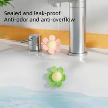 Cute Flower Silicone Sink Overflow Stopper, Random Color, 1pc/2pcs/3pcs Options, Bathroom Kitchen Basin Overflow Hole Plug, Leak-Proof Stopper - Color: Random - View 3