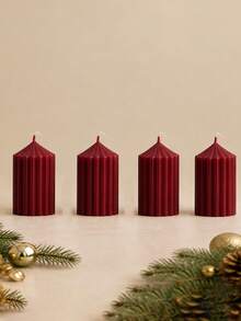 Christmas 4pcs Roman Column Scented Candle Set, Smokeless Scented Candles, Christmas Home Decor Candles, Halloween Decor Candles, Candle Centerpiece, Suitable For Home Decor Gifts - Coarse Gear Pointed Cylinder - View 17