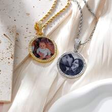 Personalized Photo Necklace, Customized Photo Necklace, Gift For Mom, Hip Hop Pendant, Memorial Jewelry Gift, Birthday Gift - Multicolor - View 10