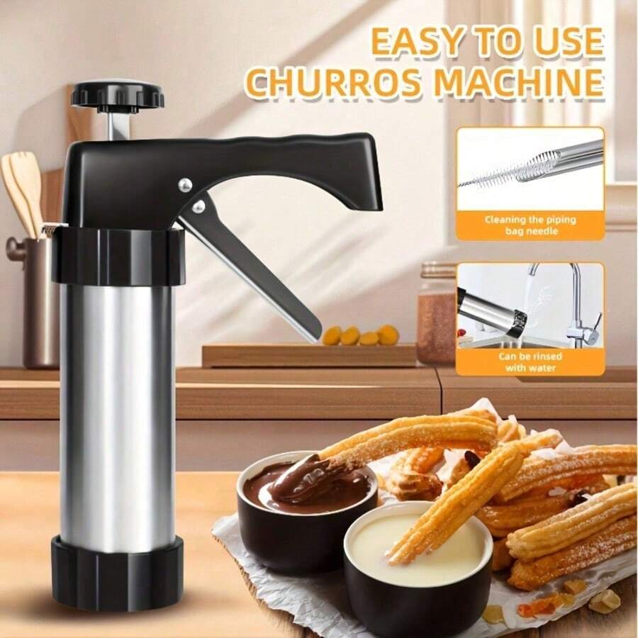 22pcs Stainless Steel Cookie Press And Churro Maker Tool Set. Easy To Operate And Clean, Allowing You To Easily Make Delicious Churros. Also Suitable For Making Cookies, Cream Cakes And Other Desserts, An Essential Tool For Home Baking. - Multicolor - View 1
