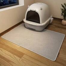 Double-Layer Cat Litter Pad, Splash-Proof And Leak-Proof Floor Mat, Suitable For Cats And Dogs, Automatic Cleaning Cat Litter Box Mat, Halloween, Christmas, Cat Products, Home Decorations - Beige - View 10