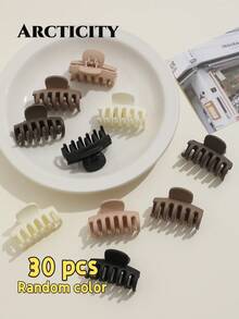Arcticity 5pcs 4cm Milk Coffee Color Small Claw Hair Clips, Sweet Girl Style Solid Color Side Clips, Suitable For Braiding, High Ponytail, Half-Up Hair And Updo Hair Accessories - Multicolor - View 12