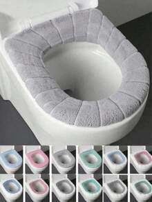 1/2/5pcs Thickened Toilet Seat Cover, Soft & Comfortable, High Elasticity, Easy Installation, Creative Pumpkin Pattern, Universal Toilet Seat Cover, Thickened & Washable, Bathroom Decor, Winter Decoration - Multicolor - View 1