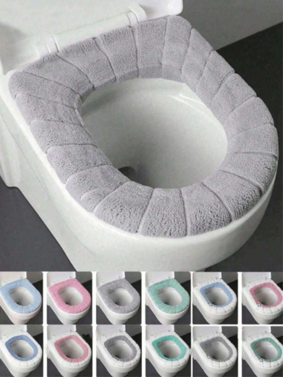 1/2/5pcs Thickened Toilet Seat Cover, Soft & Comfortable, High Elasticity, Easy Installation, Creative Pumpkin Pattern, Universal Toilet Seat Cover, Thickened & Washable, Bathroom Decor, Winter Decoration - Multicolor - View 1