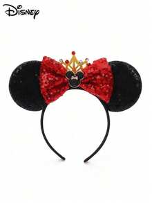 Disney 1pc Cartoon Cute Bow Amusement Park Decor Mickey Mouse Ear Headband, Red Princess Mickey Mouse Ear Hair Accessory, Hair Accessory - Multicolor - View 3