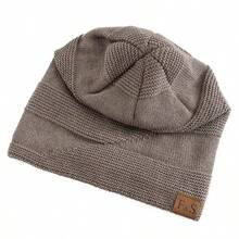 1pc Unisex Letter Decor Knit Loose Beanie, Fleece Lined Ear Flaps, Windproof Warm Casual Hat, Suitable For Autumn/Winter Outdoor - Multi-color - View 3