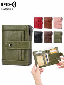 FOREVER MIYIN RFID Blocking Trifold Purse For Women, Snap Button Wallet With Multi Card Slots, ID Window And Dual Zipper Pockets For Daily Use - Multicolor - View 2