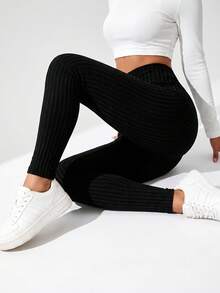 3Pcs Thickened Seamless High Elasticity Ribbed Tights Black Light Gray Dark Gray Leggings Sports Wear Stretch Tight Fitting - Multicolor - View 7