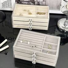 1pc Luxury Crystal Handle Jewelry Storage Box, Transparent Acrylic Jewelry Cabinet With Velvet Drawer - Multicolor - View 7
