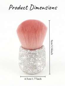 1 Piece Rhinestone Mini Face Makeup/Nail Clean Brush With Ultra Soft Dense Bristles. Portable For Blush And Loose Powder Setting Application, Suitable For Daily Makeup And Summer Trip, Essential Cosmetic Beauty Tool - Multicolor - View 4