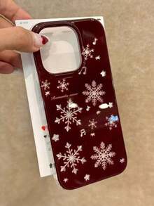 Stylish Design Simple Snowflake Pattern Phone Case For Iphone18Pro Max 18Pro 17 16 15 Plus 14 13 12 11 Pro Max Fashion Shell Cover - Burgundy - View 4